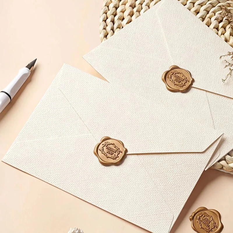 Retro Linen Envelope Letter Paper High Grade Business Invitation Postcard  Invitation Letter Seal Envelope Bag High-grade Texture Small Surprise  Ceremony Sense Of Opening Season Halloween Christmas Invitation Letter  Envelope Seal Wax Stamp 