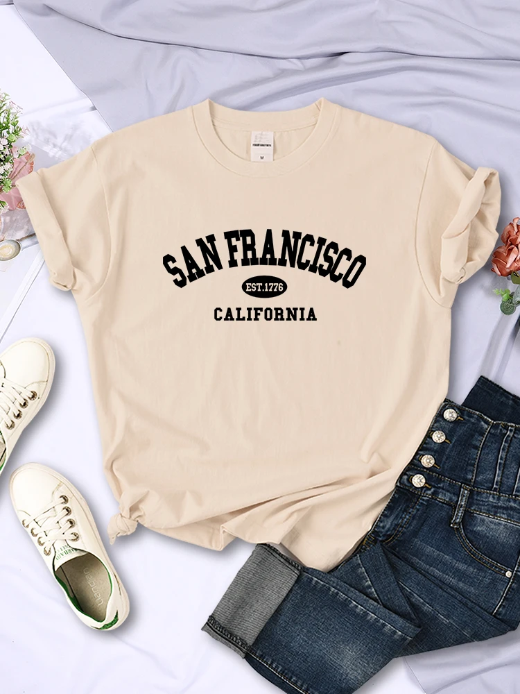San Francisco Est.1776 California Letter Street Damen-T-Shirt, lässig, atmungsaktiv, kurzärmelig, modische Persönlichkeit, weiches T-Shirt – Detail 12