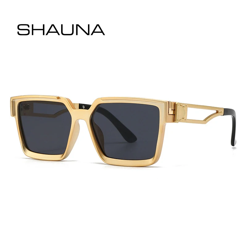 

SHAUNA Retro Square Women Sunglasses Fashion Brand Designer Gradient Shades UV400 Men Hollow Metal Legs Sun Glasses