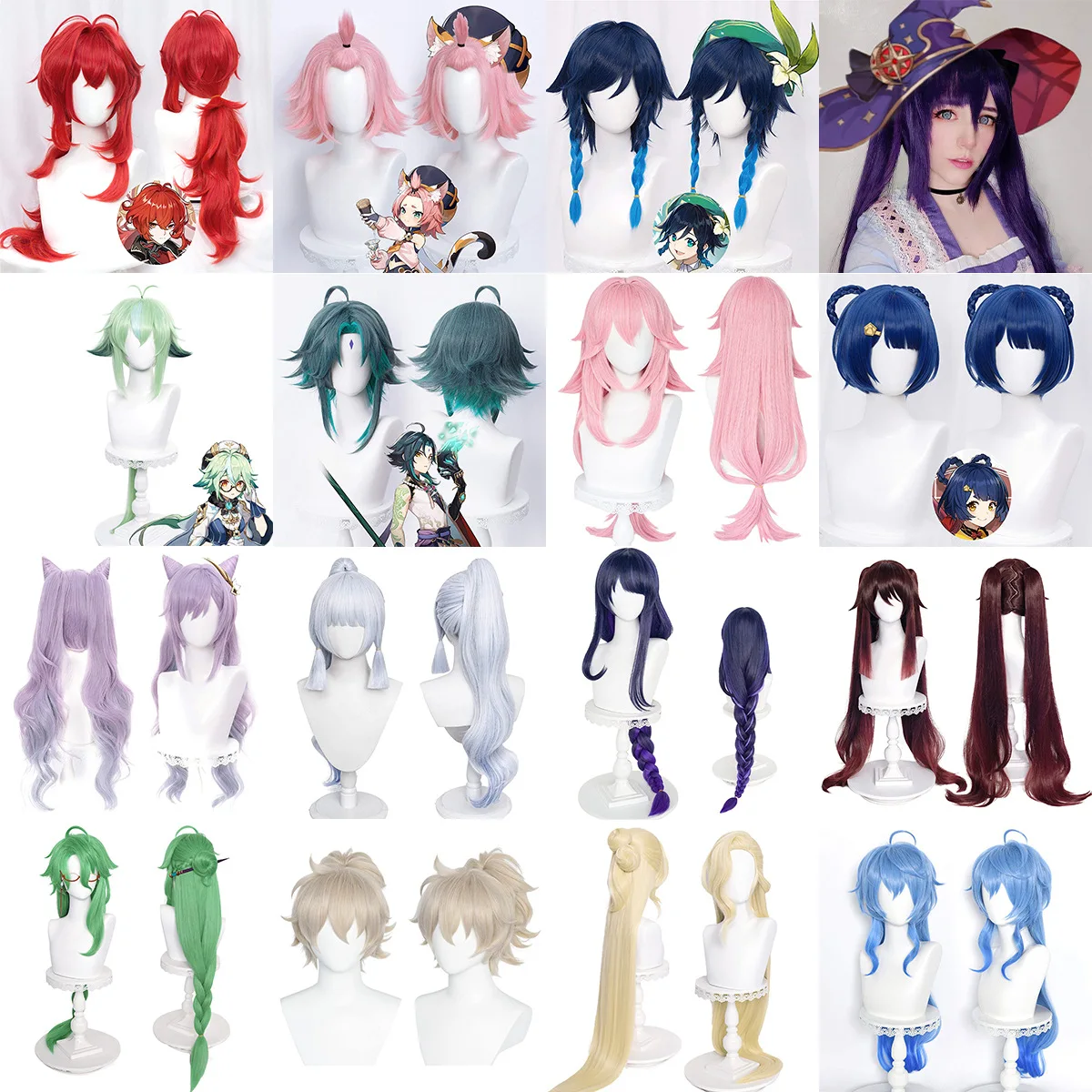 

Genshin Impact Venti Diluc Zhongli Xiao Kaeya Ganyu Barbara HuTao Aether Tartaglia Klee Ningguang Cosplay Wigs + Wig Cap
