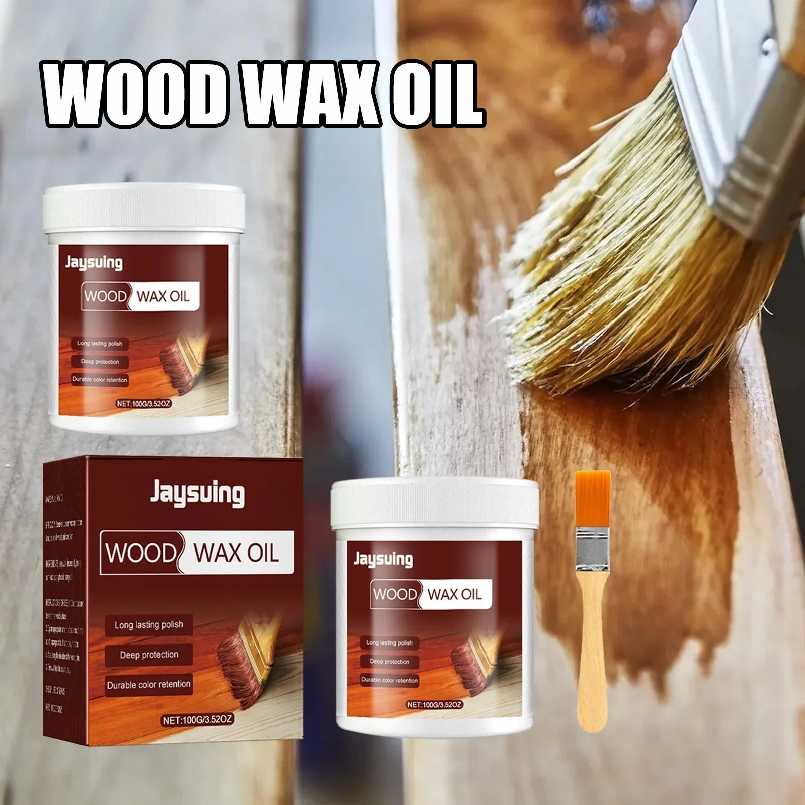 Wood Cleaner & Polish Wax 100g Floor Wood Cleaner with Brush Furniture Anti Corrosion Polishing Aent Was