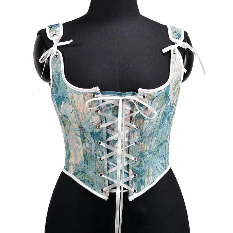 

1Pc Women New Exquisite Oil Painting Pattern Strap Fish Bone Girdle Waist Cummerbund Fashion All-Match Abdomen In Corset