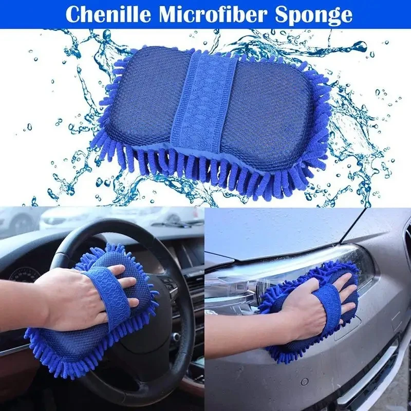 Microfiber Waterproof Car Washing Mitt Wash Dust Cleaning Tools Gloves Mixed Ultrafine Fiber Microfiber Chenille Car Wash Sponge цена и фото