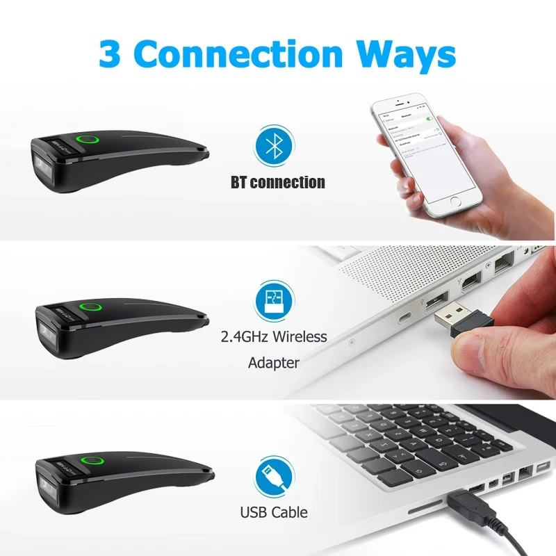 2D Barcode Scanner W7 Mini Wireless Bluetooth Handheld Portable 1D 2D QR Code Data Matrix PDF417 Reader With Storage Function 2 2D Barcode Scanner W7 Mini Wireless Bluetooth Handheld Portable 1D 2D QR Code Data Matrix PDF417 Reader With Storage Function - Image 2