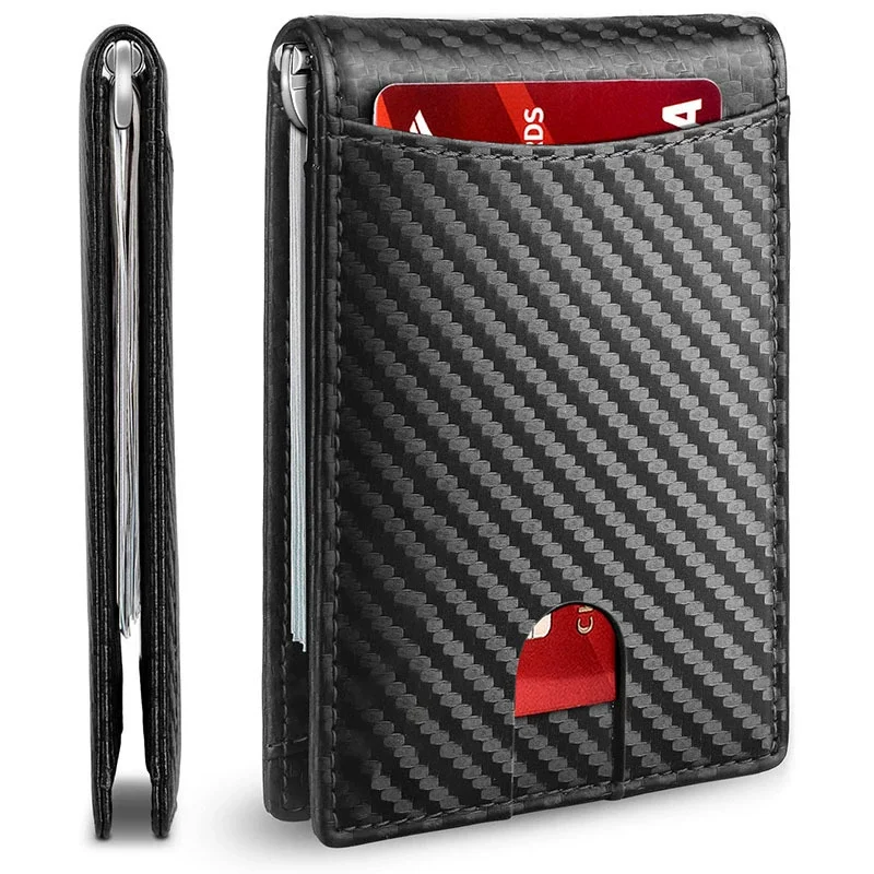 Synthetic Leather Slim Smart Wallet Men Credit Card Holder Money Clip RFID Blocking Thin Bifold Wallet Money Bag credit card holder synthetic leather wallet