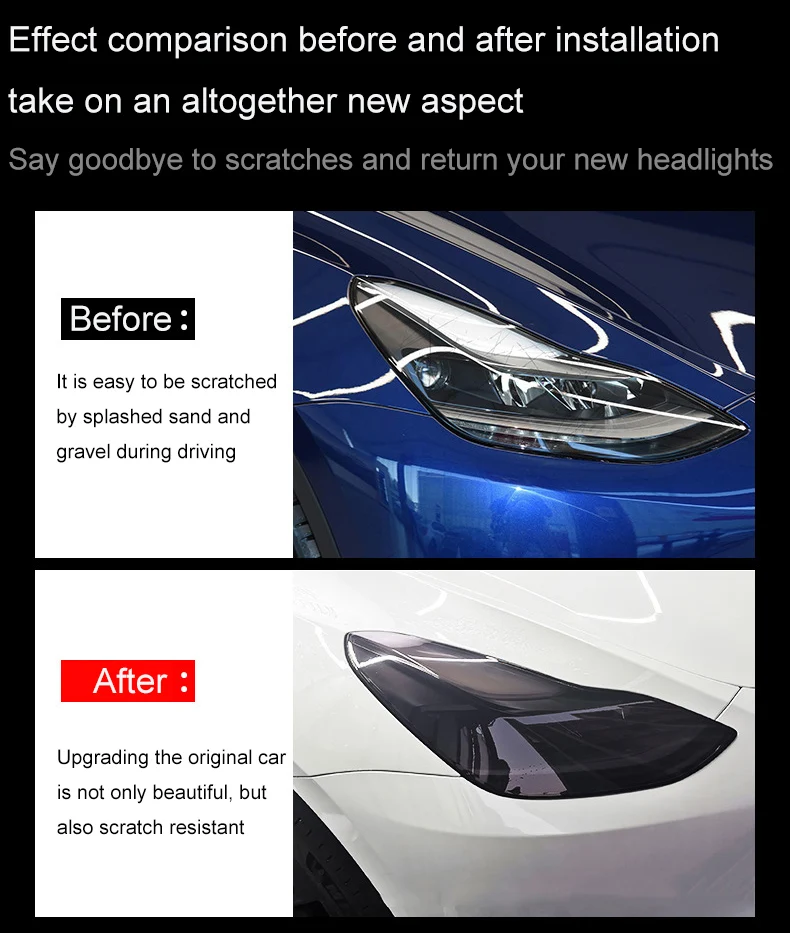 For Tesla Model 3 Y 2017-2023 TPU Blackened Headlight Taillight Foglight Protective Film Modification Black Color Changing Films