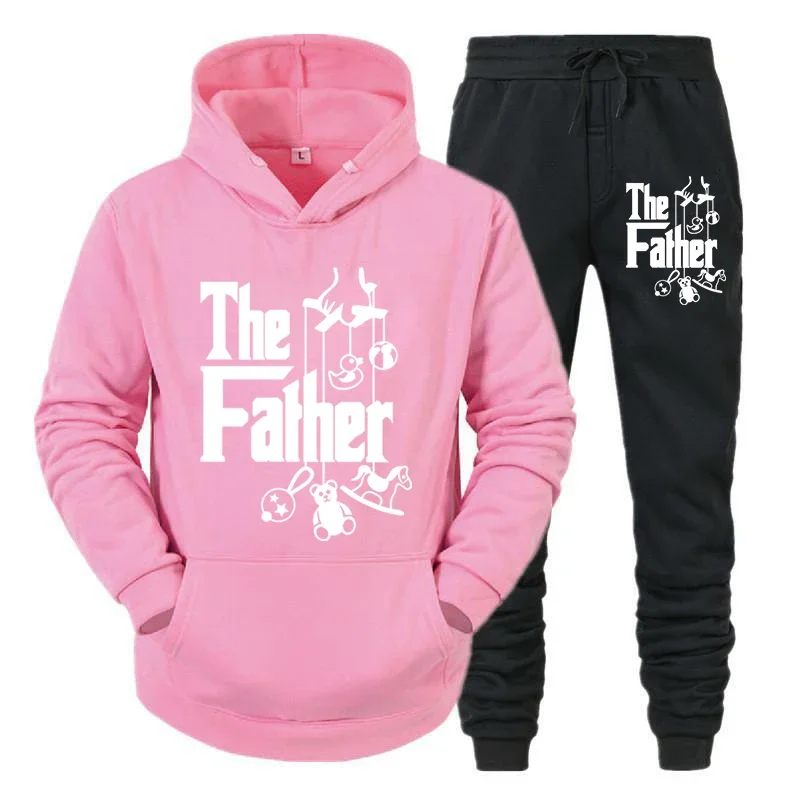thumbnail image 1 of Conjunto de 2 piezas con capucha y pantalones divertidos para papá primerizo, ropa deportiva clásica, sudadera holgada de otoño, traje gráfico, 1 of 5