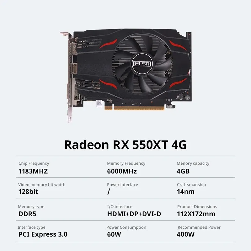 ELSA plný nový grafika karta AMD GPU radeon RX 550 4G GDDR5 128bit 14nm počítač PC herní video karet