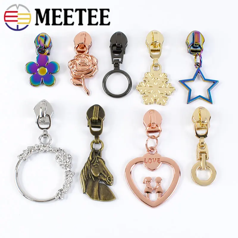 5Pcs Zipper Sliders Pulls for 5 Nylon Zipper Bag Decorative Zippers