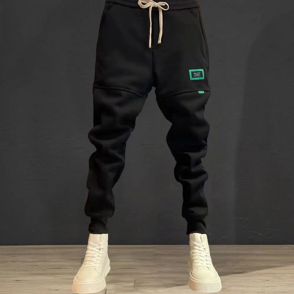 Description Picture 6 of itemMen Sweatpants Plush Ankle-banded Slouchy Trousers Joggers Cargo Pants Solid Color Men Swearpants High Waist Baggy Sports Pants