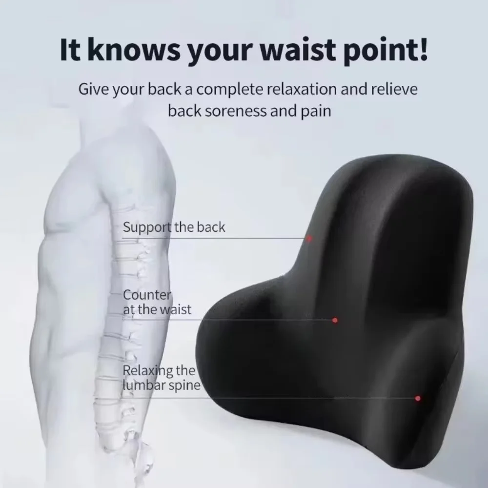 Ergonomic Car Seat Neck and Lumbar Support Cushion - Black Pillow for Enhanced Comfort