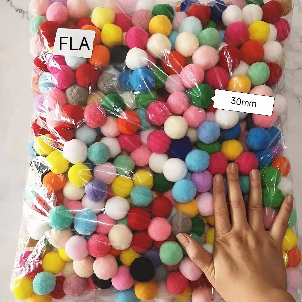 

500pcs 30mm Soft Pompones Fluffy Plush Crafts DIY Pom Poms Ball Furball Home Decor Sewing Supplies