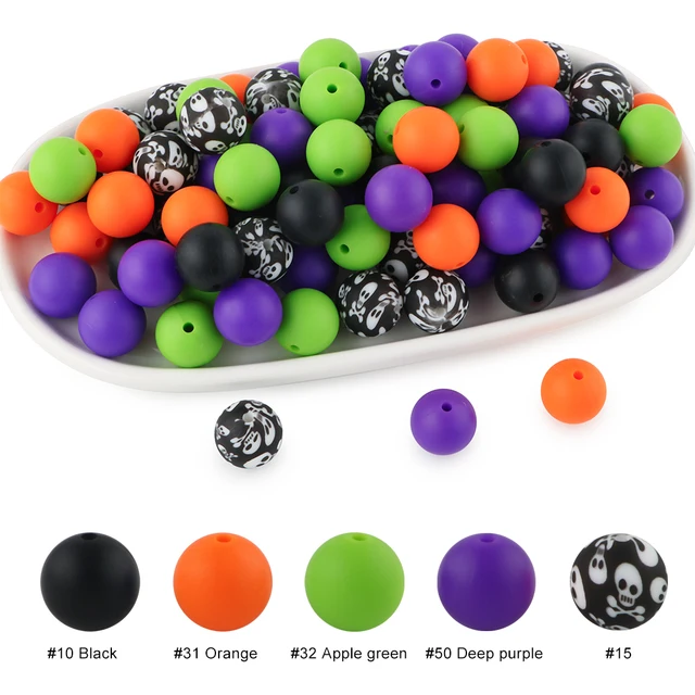 Lot 300 Perles Rondes En Silicone Multicolores 15 Mm Sans