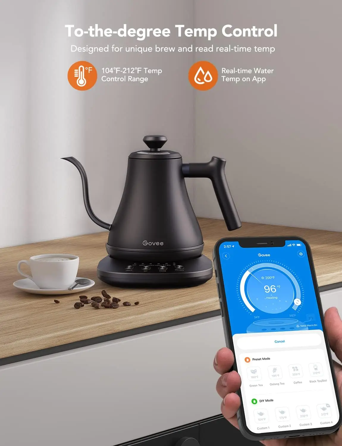 Smart Electric Kettle, WiFi Variable Temperature Gooseneck Pour Over Kettle and Tea Kettle, Alexa Control, 1200W Quick Hea 4