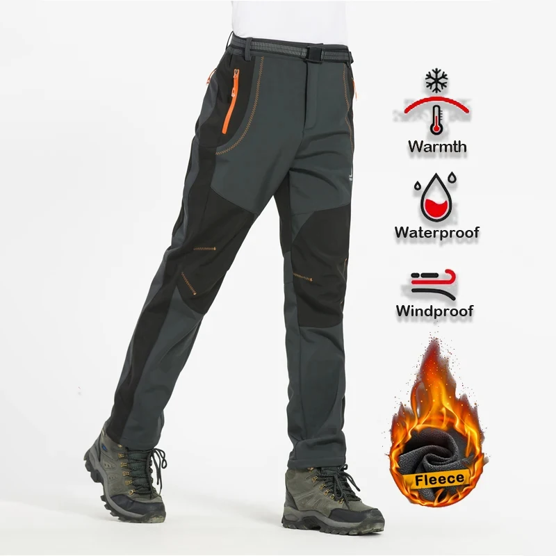 Winter Fleece Hiking Pants Thick Warm Waterproof Trousers Windproof Outdoor Soft Shell Trousers Trekking Camping Ski Pants hiking pants,fleece pants