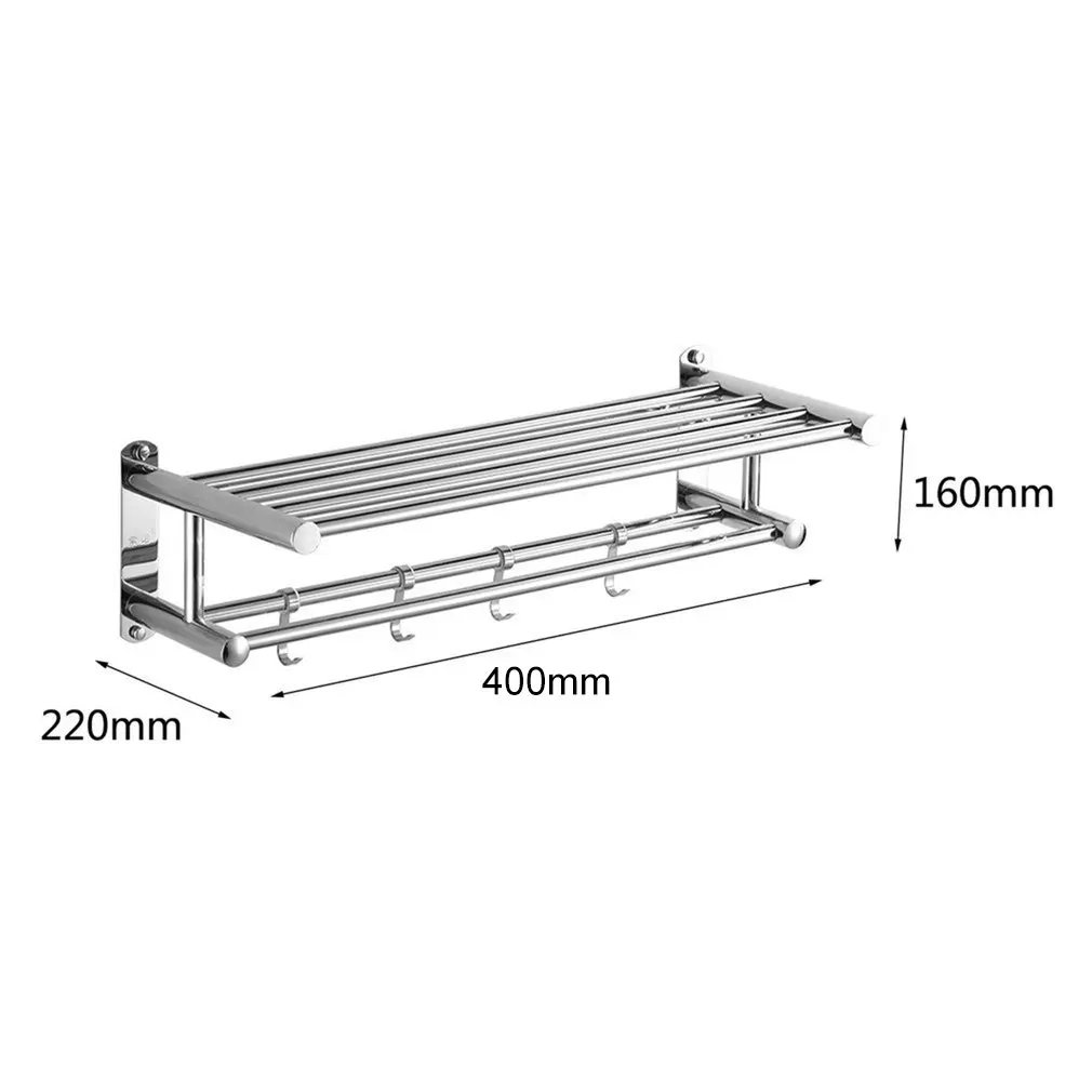 Bathroom Towel Holder Storage Organizer Shelf Stainless Steel Wall Mounted Towel Rack Home Hotel Wall Shelf for Kitchen Bathroom