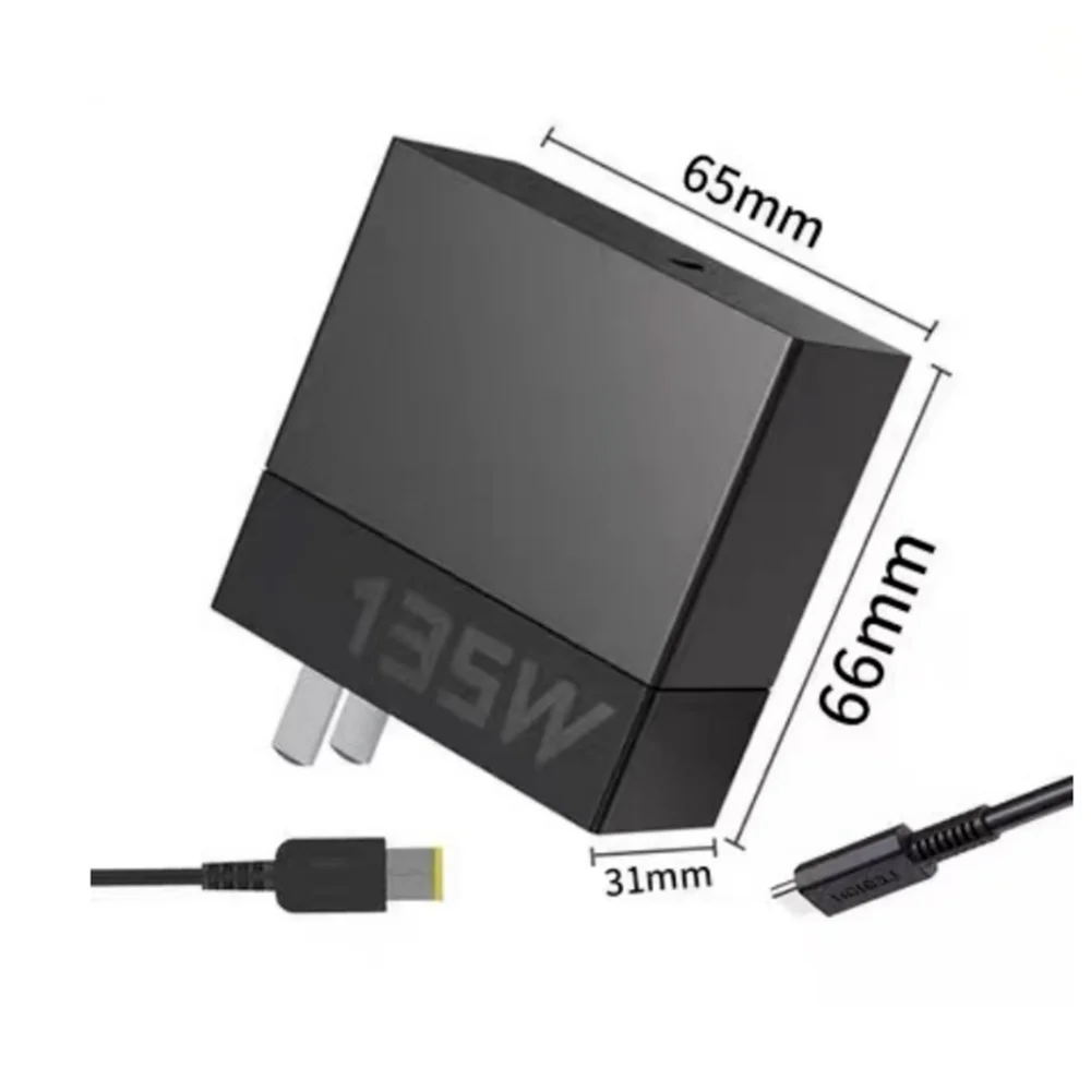 Carregador de Carregamento Rápido para Lenovo Legion Adaptador Usb-c Gan Original C135 Pd3.0 Preto 135w
