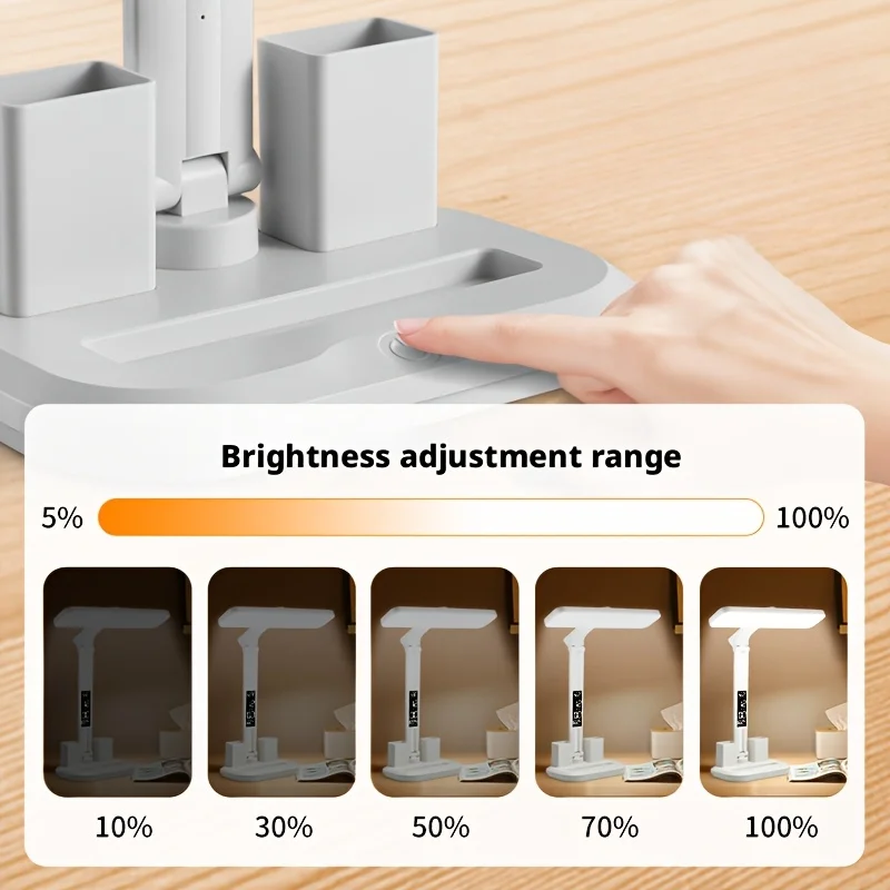 SMGXHE LED Desk Lamp, Large Area Lighting, Touch Control, 3 Color Modes, USB Powered, Foldable with Display And Pen Holder,
