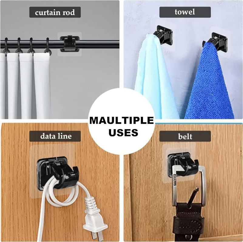 12/2pcs No Drill Curtain Rod Brackets Self-Adhesive Curtain Rod