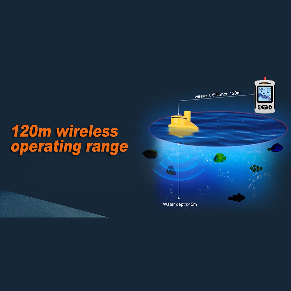 Lucky Wireless Remote Sonar Sensor Fishing Finder Transducer 45M Water Depth Carp Fishing Tackle Pesca
