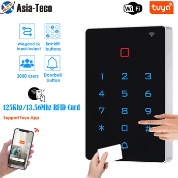Tuya App RFID 키리스 액세스 제어 키패드 2000 사용자 EM / MF 카드 터치 스크린 독립형 액세스 제어 리더 비 방수