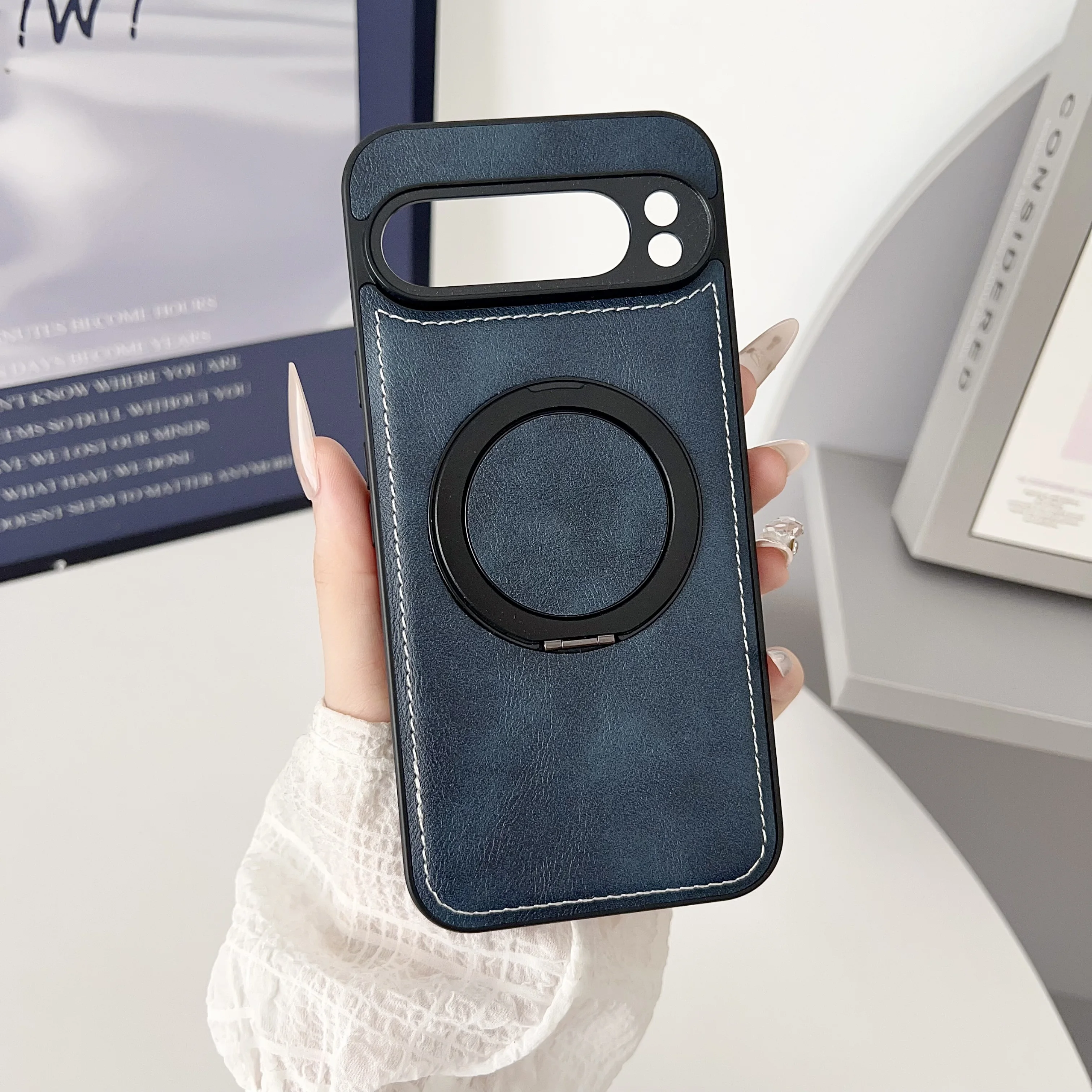 Magsafe Leather Texture Magnetic 360° Rotating Phone Case Cover
