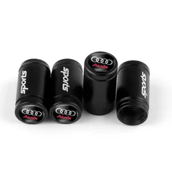 Elegant Metal Car Tire Valve Stem Caps - Set of 4 (Black Audi Sports)