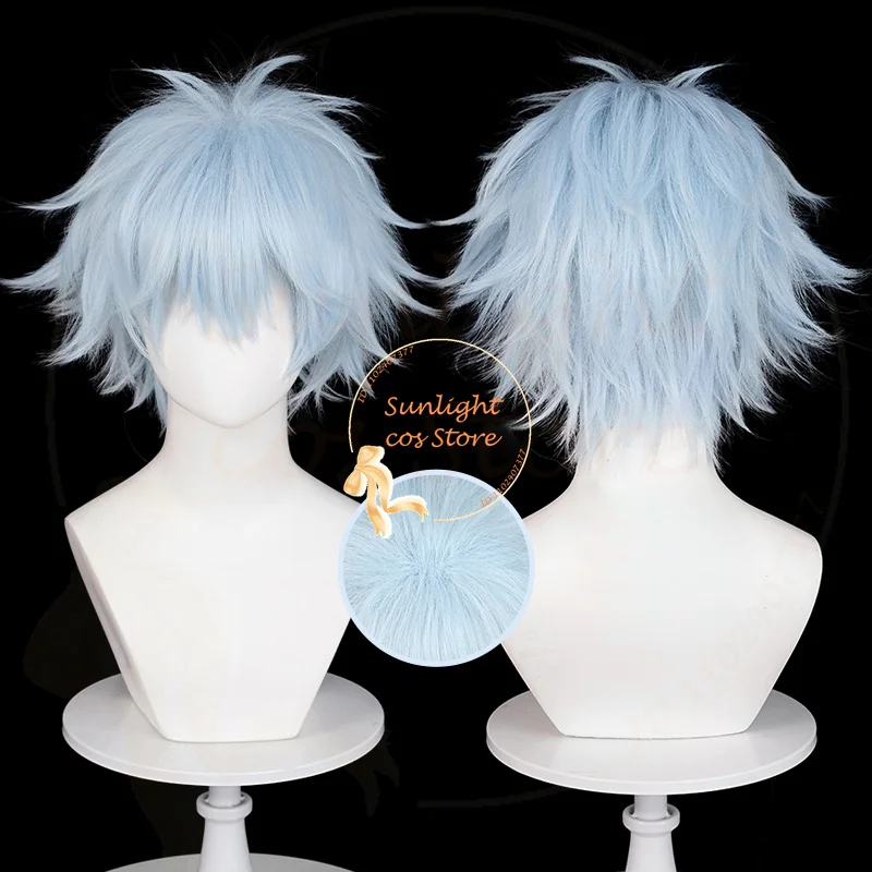 High Quality Anime NANA Okazaki Shinichi Cosplay Wig 30cm Light Blue Fluffy Wig Heat Resistant Synthetic Hair Role Play Wigs