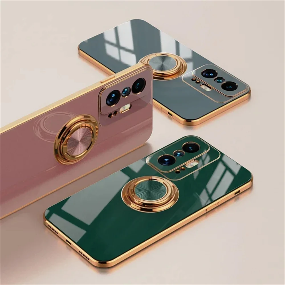 Custodia per Xiaomi 11T /11T Pro custodia resistente a doppio strato con copertura della fotocamera e supporto ad anello rosso