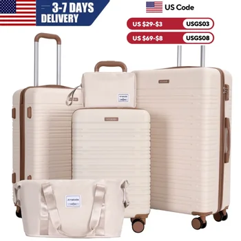 Luggage Sets 3-Piece Suitcases with Double Spinner Wheel,Suitcase Set ABS Hard Case Luggage with TSA Lock 1