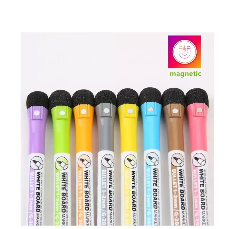 8pcs 수채화 브러시 화이트 보드 마커 펜 화이트 보드 지우기 펜 지우개 마그네틱 마커 쓰기 수채화 펜