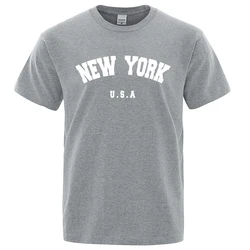 U.S.A New York USA City Street Printed T-Shirts For Men Loose Oversized T Shirt Fashion Breathable Short Sleeve Cotton Clothing