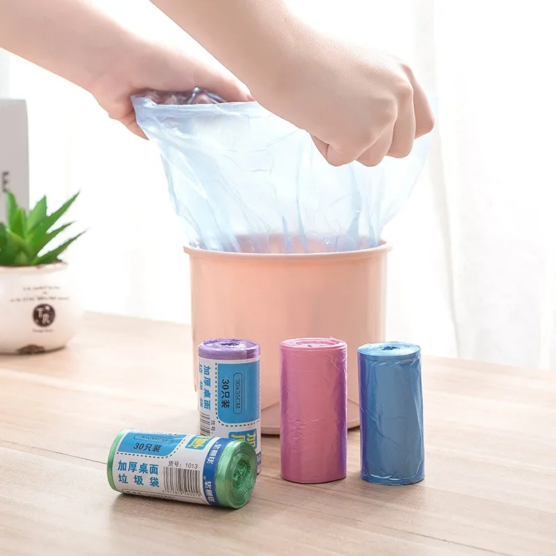30Pcs/ Roll Mini Desktop Trash Can Bags trash bags garbage bags Bathroom Bedroom Office Car Rubbish Bags Trash Storage Garbage Bag for Kitchen item
