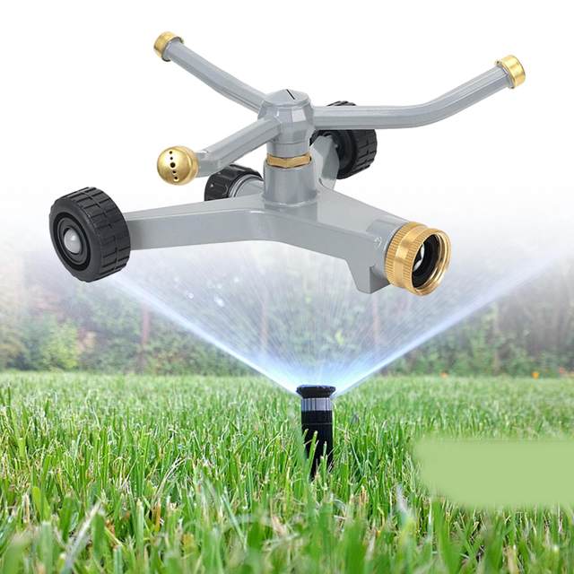 Metal Rotary Lawn Sprinkler 3 Arm Rotating Sprinkler for Garden