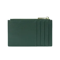 Personalized Saffiano Leather Slim Cardholder & Coin Purse - Available in Multiple Colors (Green)