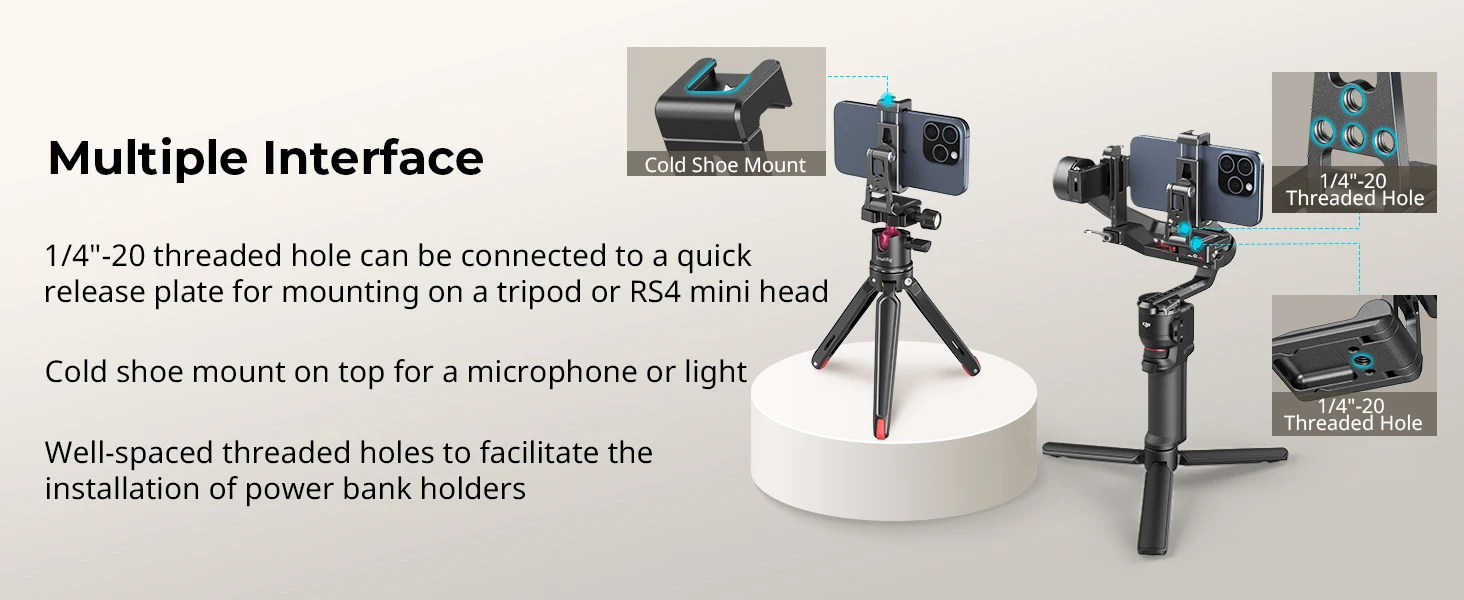 Phone Tripod Mount, Cell Phone Mount with Quick Release Adapter for Arca-Swiss f