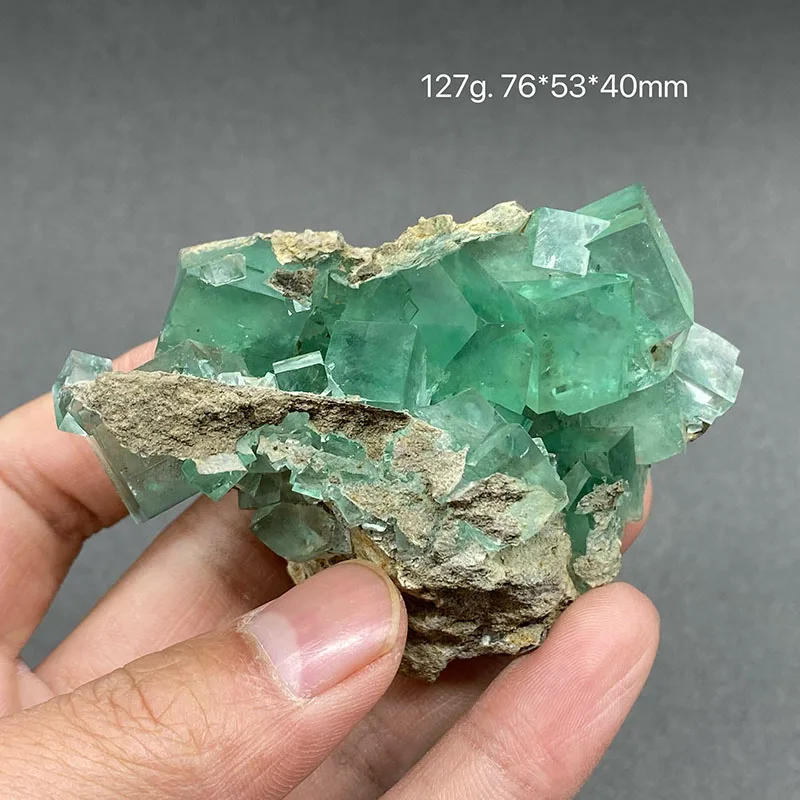 100% Natural China hu nan Xianghualing green Vitreous Transparent Fluorite Specimen Calcite Healing Crystal Stone