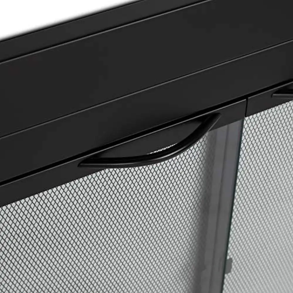 Fireplace Glass Door Clear Black Cabinet Standard Mesh Small 30-37" x 22.5-29.5" with 5" Handles and Alloy Steel Material Alpine 6