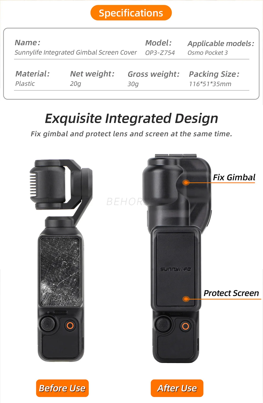 Description Picture 3 of itemPlastic Case For DJI Osmo Pocket 3 Cover Protector Case Handheld Gimbal Camera for DJI OSMO Pocket 3 Accessories