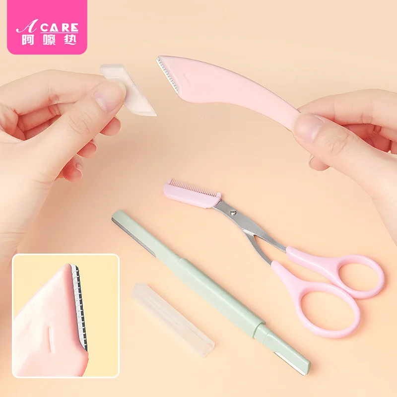 DX01 Eyebrow knife D1PQ0 Double-Headed Eyebrow Scraping Trimming Brow Groomer Knife Beginner Eyebrow