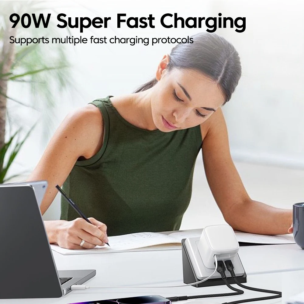 90w Gan Super Fast Charger Phone Charger Adapter Retractable Fast Charging Usb C Cable For Iphone 15 16 17 Samsung Huawei, Alina Gadgets