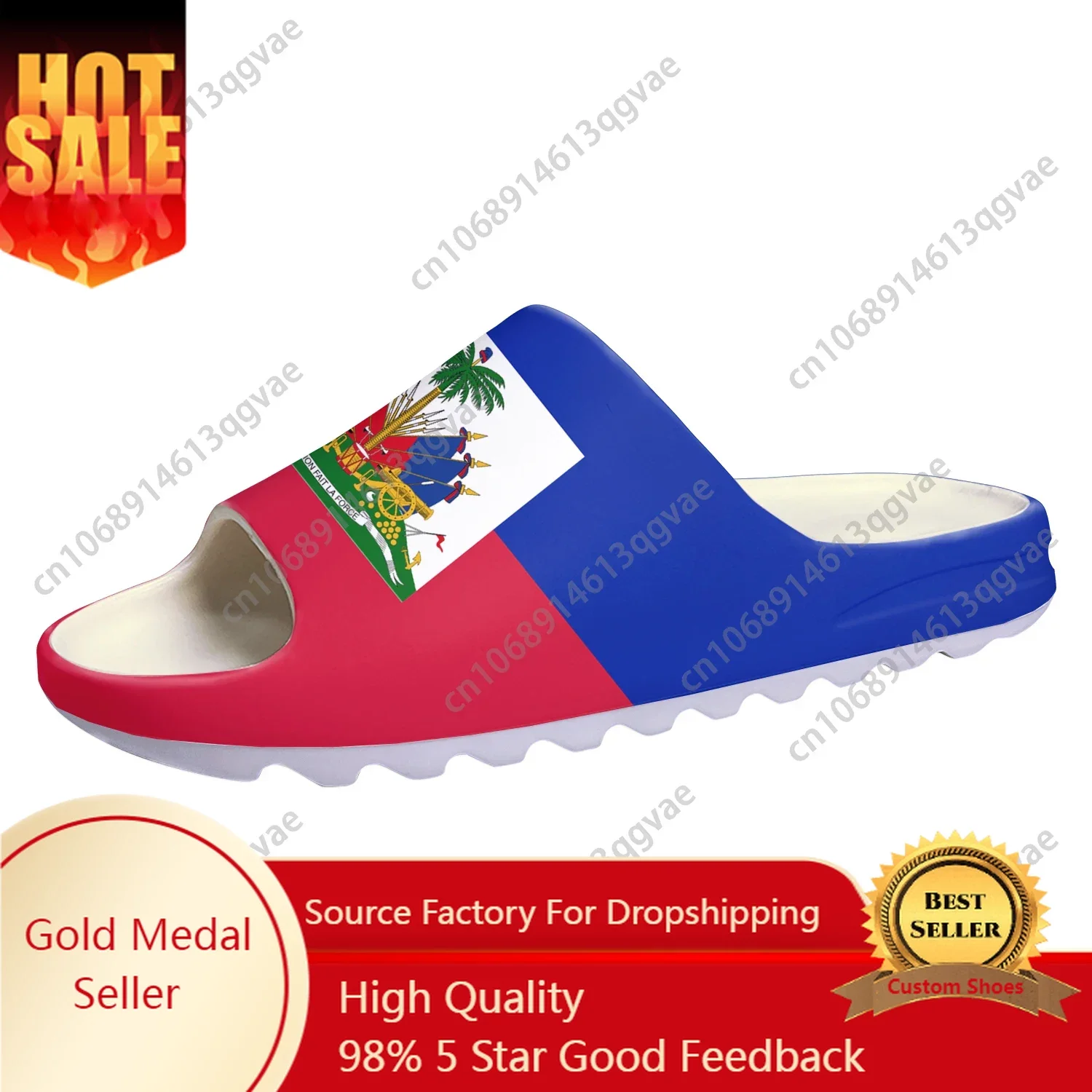 

Haitian Flag Soft Sole Sllipers Home Clogs Step on Water Shoes Mens Womens Teenager Beach Haiti Customize on Shit Sandals