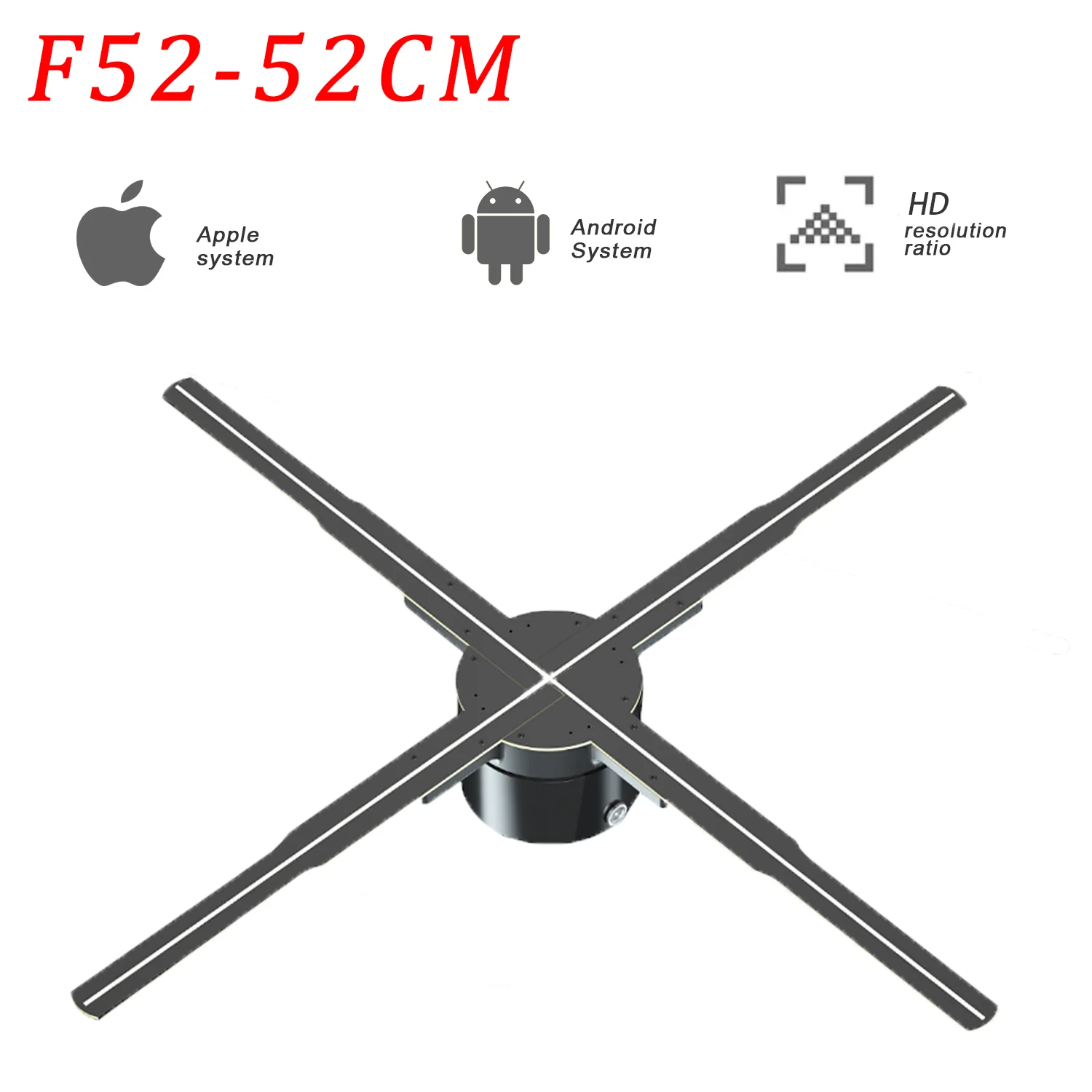 3D Hologram Fan 52cm 3D Holographic Fan Wifi Remote ICONS DIY Video LED Neon Lights Rotating Display AD