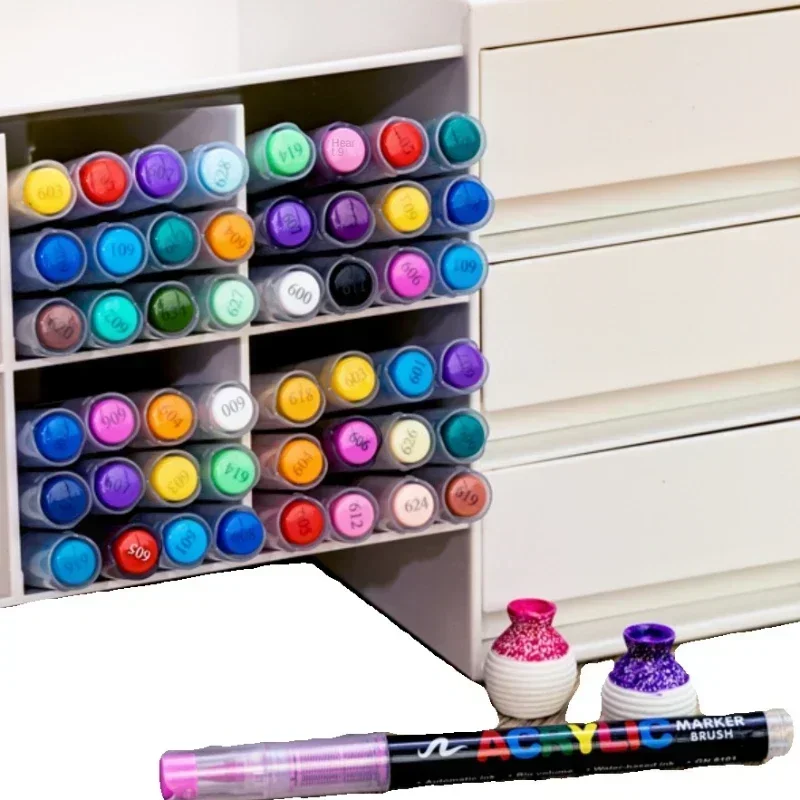 Vibrant 16-Color Acrylic Paint Brush Pens for Creative DIY Art Projects