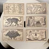 Mildred Payne's Oracle 10.3*6cm of Black Enchantment 52 Pcs Black Line Imagery Woodblock Style Cards 4