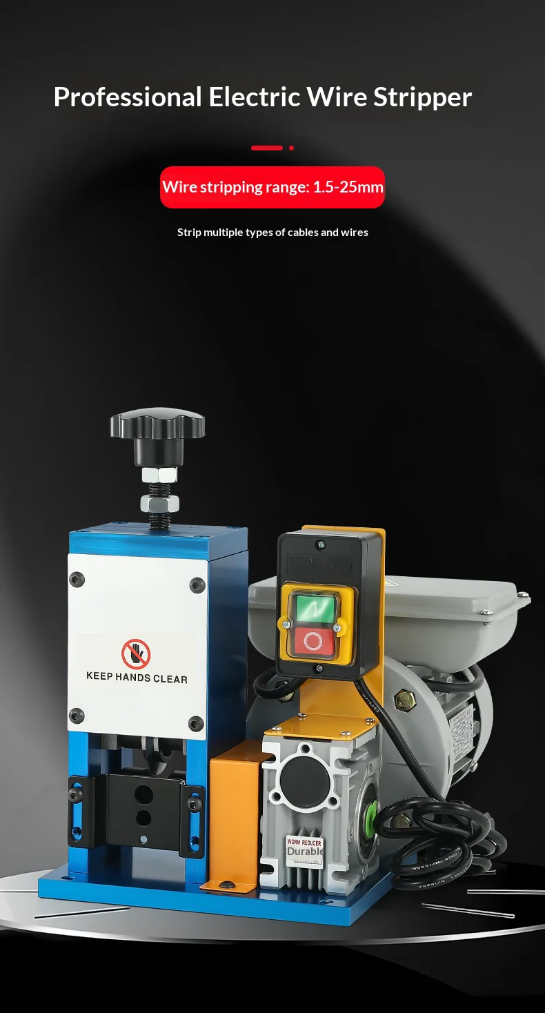 JH Automatic Electric Wire Stripper Machine 1.5-25mm Adjustable for PVC & Networ