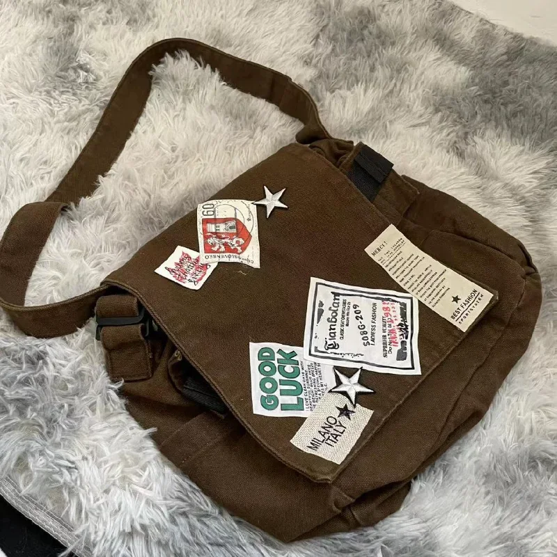 バッグ vintage real leather messenger bag y2k Y2K Vintage Women Crossbody Bag Leather Commuter Shoulder
