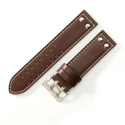 Hamilton Khaki Field Murph Leather Watchband Strap - Premium Accessory 20/22mm - 22mm (Coffe - Silver buckle)