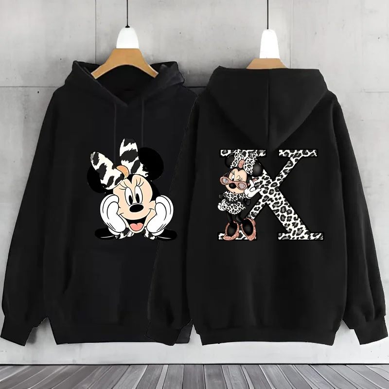 thumbnail image 1 of Sudadera con capucha para mujer, ropa con estampado de leopardo, Minnie Mouse, A-Z, 26 letras en inglés, Y2k, 1 of 5