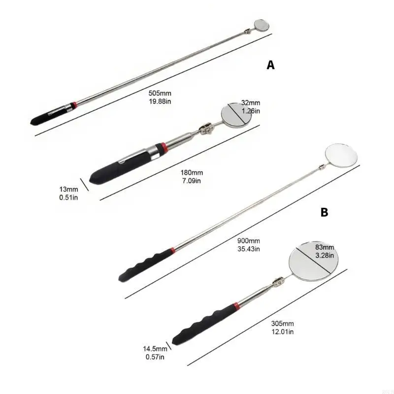 회전 텔레스코픽 원형 거울 32mm/82mm 직경 자동차 수리 도구 R6FB